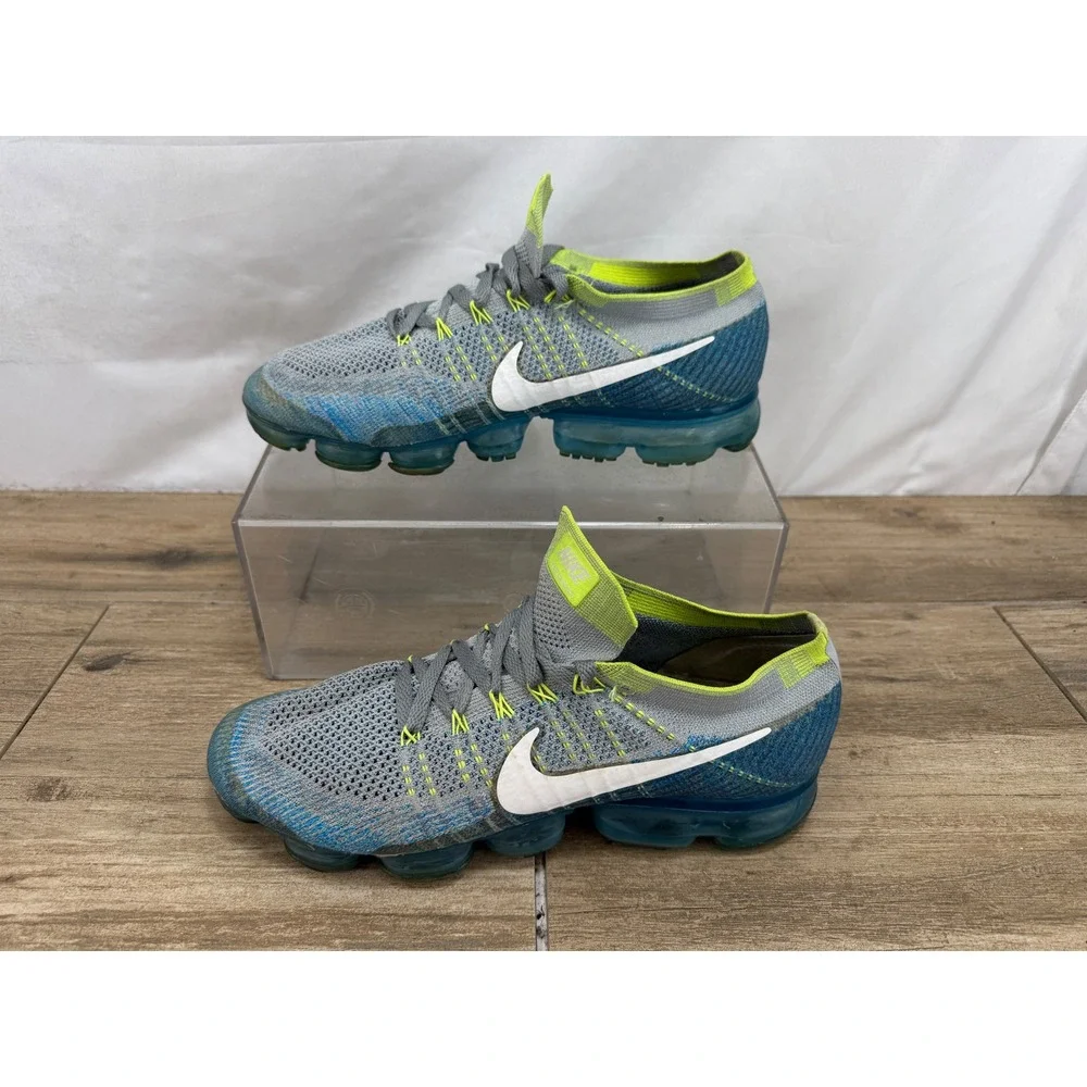 Nike Air VaporMax Flyknit‎ Cool Grey Blue Lagoon Volt 849558-022 Mens 11